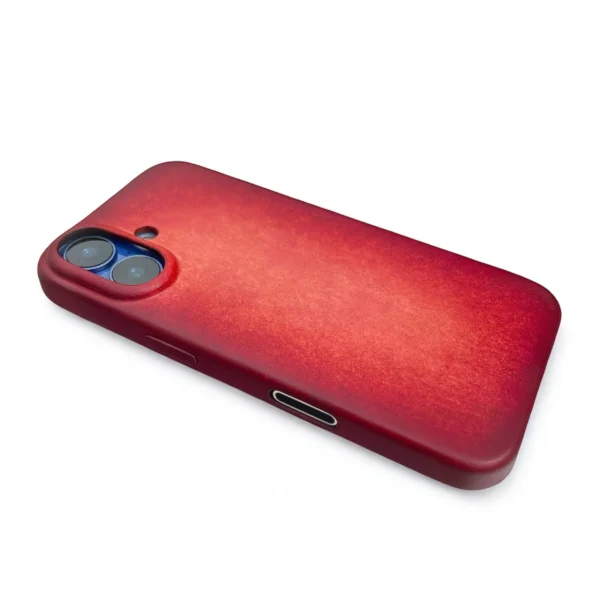 BridleBlack | Handmade Patina-Dyed iPhone Leather Case with MagSafe ( Red Patina ) - Image 3