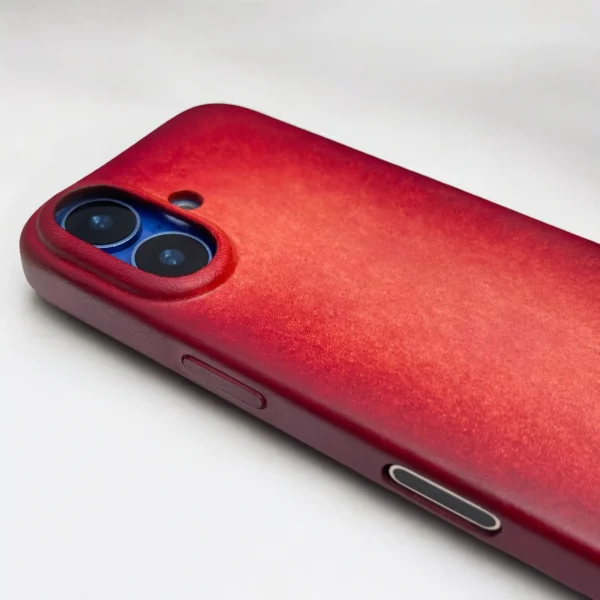 BridleBlack | Handmade Patina-Dyed iPhone Leather Case with MagSafe ( Red Patina ) - Image 6