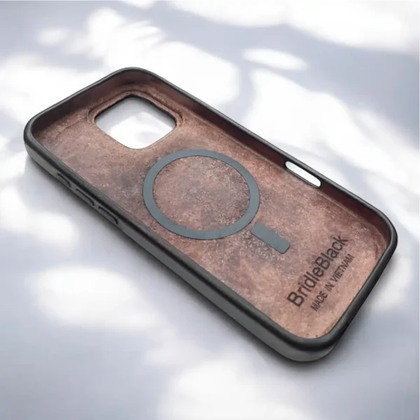 BridleBlack Handcrafted Sunflower iPhone Leather Case Carving | Personalized Gift & MagSafe Compatible" - Image 4