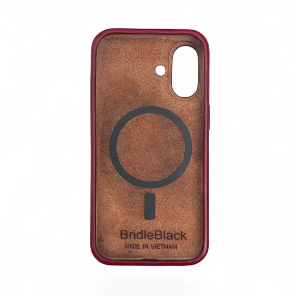 BridleBlack | Handmade Patina-Dyed iPhone Leather Case with MagSafe ( Red Patina ) - Image 5