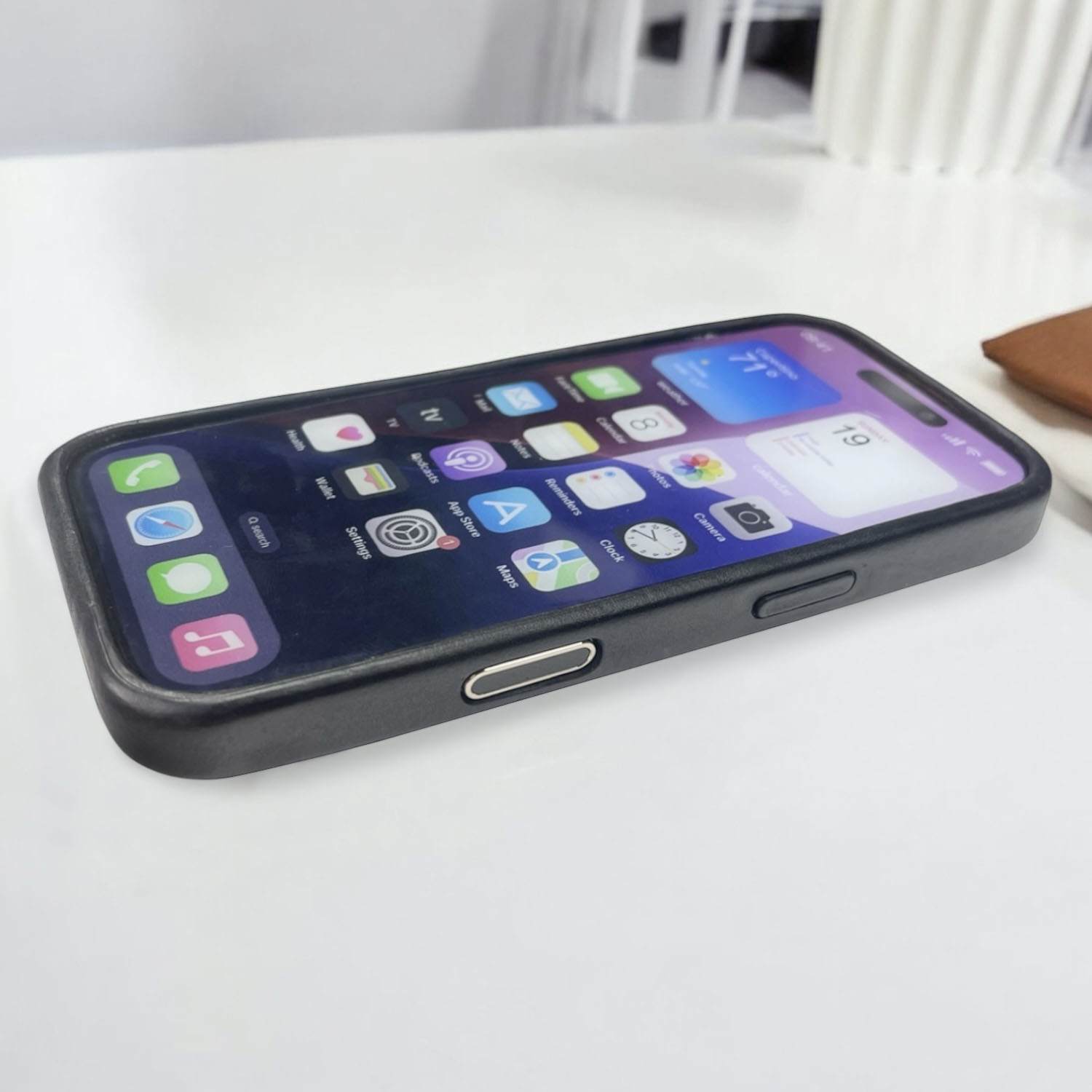 BridleBlack iPhone leather case carving